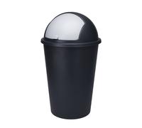 XXL Poubelle avec couvercle coulissant noir - 50 L - Poubelle ronde avec couvercle en forme de dôme recyclable
