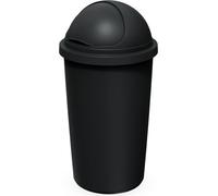 XXL Poubelle avec dôme et couvercle noir - 50 L - Poubelle ronde avec couvercle coulissant - Poubelle de collecte Grand collecteur de déchets recyclable