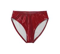 (XXL,Red)Mens Wet Look Patent Leather Briefs Underwear Elastic Waistband Underpants For Club Pole Dancing
