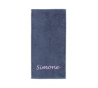 XXL Serviette de Plage avec nom brodé - 100 x 200 - Serviette de Sauna - 100% Coton - Broderie - Drap de Plage, Coton, 100x200 cm - Bleu foncé