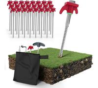 Xxl Set Of 24 Stainless Tent Pegs And Rings 2 Screwing Tools Bag And Extractor Suitable For Hard Floors For Camping I Sardine Tent Sardine Camping