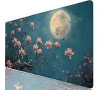 XXL Tapis de Souris 100x50 cm Gaming Fleur Sous Main Bureau Large, Mouse Pad avec Base Antidérapante Stable, Lune Tapis Souris, Accessoires Bureau pour Travail à Domicile, Clavier et Souris PC H0-345