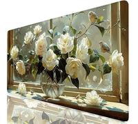 XXL Tapis de Souris 100x50 cm Gaming Rose Sous Main Bureau Large, Mouse Pad avec Base Antidérapante Stable, Blanc Tapis Souris, Accessoires Bureau pour Travail à Domicile, Clavier et Souris PC H0-354