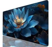 XXL Tapis de Souris 120x60 cm Gaming Bleu sous Main Bureau Large, Mouse Pad avec Base Antidérapante Stable, Lotus Tapis Souris, Accessoires Bureau pour Travail à Domicile, Clavier et Souris PC H0-630