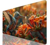 XXL Tapis de Souris 120x60 cm Gaming Colibri sous Main Bureau Large, Mouse Pad avec Base Antidérapante Stable, Fleur Tapis Souris, Accessoires Bureau pour Travail à Domicile, Clavier et PC H0-1110