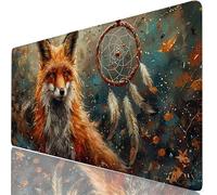 XXL Tapis de Souris 90x40 cm Gaming Renards sous Main Bureau Large, Mouse Pad avec Base Antidérapante Stable, Attrape-Rêves Tapis Souris, Accessoires Bureau pour Travail à Domicile, Clavier H0-744