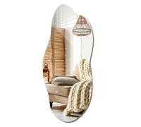 XXL Wavy Miroir Forme Organique pour Le Mur Asymétrique sans Cadre Minimaliste Style Moderne Irrégulier de Maquillage pour Salle de Bain Entree Maison Bords Polis 50x100 cm