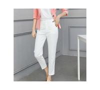 (XXL,white)in the autumn of 2019, the new 9-point pants, women's Harlan trousers, black and white slim fit, middle waist casual Formal Pants