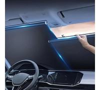 XXMMHTFD Pare Soleil Voiture Avant Retractable pour Model Y Juniper 2025 2026, Rideau Enrouleur Pare-Brise Aluminium Protection Thermique Interieur,Lager Size