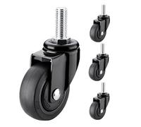 XXOBAZLF Lot de 4 roulettes pivotantes noires avec tige filetée en caoutchouc, roulettes pivotantes avec verrouillage total (diamètre du tronc 6/8/10 mm), freins M10-6