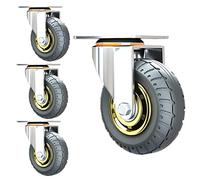 XXOBAZLF roulettes en Caoutchouc Solide 4 Pièces,Roulette Pivotante Industrielle,avec roulettes De Chariot À Frein,roulettes Robustes,pour Établi De Bricolage De Meubles,Charge Jusqu'à 1000 Kg,5in-4