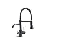 XXUCZVRYO Robinet de Cuisine à Eau filtrée, 1 pièce, mitigeur d'évier à Double Bec, Montage sur comptoir, Robinet monotrou, mélangeur d'eau Chaude et Froide(Nero)