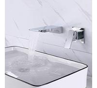 XXUCZVRYO Robinet de lavabo Mural brossé doré à poignée Unique, mitigeur de Salle de Bains, Robinet d'évier Chaud-Froid, Robinet de lavabo carré à Cascade en Laiton