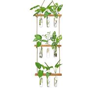 XXXFLOWER Station de propagation murale à suspendre avec support en bois à 3 niveaux et 9 tubes à essai pour plantes hydroponiques, boutures, tube à essai, vase à fleurs, cadeau parfait pour les