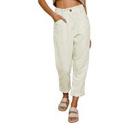 xxxiticat Pantalon en velours côtelé pour femme Coupe haute Coupe ample Coupe droite Décontracté Pantalon avec poches, Blanc., XXL