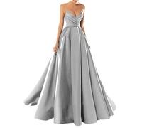 Xxxiticat Robe de Bal Longue Élégante en Satin - Col en V - Spaghetti - Princesse - Pour Mariée, Soirée, Demoiselle d'Honneur