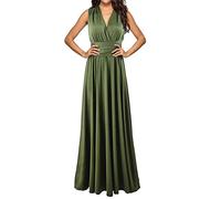 xxxiticat Robe de soirée longue élégante pour demoiselle d'honneur, Vert militaire, L