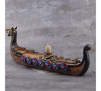 XXXXW Brûleur d'Encens Bavillon en céramique de brûleur d'encens Cascade Viking Dragon Bateau, avec Cadeau Gratuit de 10CONES Support Encens (Color : Boat 10pcs Incense)
