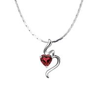 XXXXW Nouveauté Colliers Pendentifs Amour Pendentif Coeur Collier avec des Cadeaux de Bijoux Grenat for Les Femmes, Collier en Argent 18 « / 16 » Collier Pendentif (Size : 45cm)