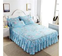 XY&YD Dentelle Impression Jupe De Lit,Ultra-Doux Couvre-lit Princesse Plissé Poussière Chute De Volant Drap Plat Couvre-Lits-3 Taie d'oreiller