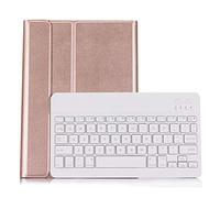 XYAL Comprimés Etuis, Étui en Cuir PU avec Clavier Amovible, Housse à Rabat for Tablette Compatible avec Samsung Galaxy Tab S7 Plus 12,4 Pouces T970/T975(Rose Gold Case White)