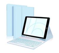 XYAL Comprimés Etuis, Étui en Cuir PU et TPU avec Support et Emplacement for Stylo, Clavier rétroéclairé Amovible, Compatible avec iPad Air5/Air4 10,9 Pouces(Sky Blue+Keyboard)