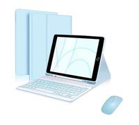 XYAL Comprimés Etuis, Étui en Cuir PU et TPU avec Support et Emplacement for Stylo, Clavier rétroéclairé Amovible, Compatible avec iPad Air5/Air4 10,9 Pouces(Sky Blue+Keyboard+Mouse)