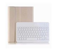 XYAL Comprimés Etuis, Housse de Clavier Amovible, étui en Cuir PU et TPU Compatible avec iPad Air 11 Pouces 2024(Gold+White Keyboard)