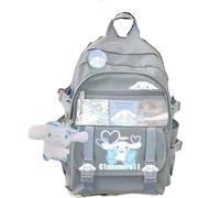 XYAM Ku-Romi Sac à dos d'école avec poche latérale Grand format adapté pour adolescents garçons filles randonnée camping pique-nique, Blanc, poupée, carte, badge, L