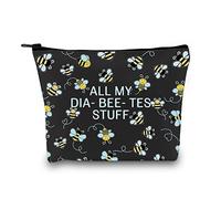 XYANFA Bee Diabetes Sac de Rangement pour diabète Type 1 Type 2, All My Diabeetes Stuff Noir, Mode