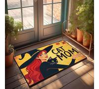 XYBH Accessoires de garage pour homme, grotte, chat, maman, sorcière avec chat noir, paillasson, décoration de porche, meubles de salle de jeux (40 x 60 cm)