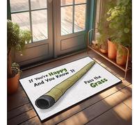 XYBH Accessoires de garage pour Man Cave If You'Re Happy And You Know It, Pass The Grass Paillasson décoratif pour porche, salle de jeux (65 x 90 cm)