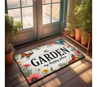 XYBH Accessoires de garage pour Man Cave The Garden : My Happy Place Paillasson Décoration de porche Mobilier de salle de jeux (50 x 80 cm)