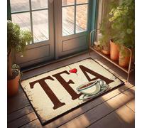 XYBH Grand paillasson d'automne « A Cup Of Tea With Love » - Tapis d'extérieur pour piscine - 65 x 90 cm