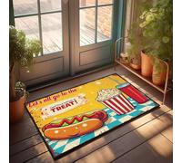 XYBH Grand paillasson d'extérieur « Let's All Go To The Cinema For A Treat ! » Paillasson de cuisine, style ferme, tapis d'extérieur (65 x 90 cm)