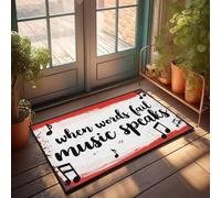 XYBH Grand paillasson d'extérieur « When Words Fail, Music Speaks » - Paillasson de cuisine, style rustique - Tapis d'extérieur (50 x 80 cm)