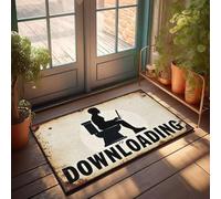XYBH Home Sweet Paillasson d'appartement « A Person Is Sitting On A Toilet Using A Laptop With The Word Download Below It » Paillasson Cool Stuff pour garçons Tapis pour la cuisine (65 x 90 cm)