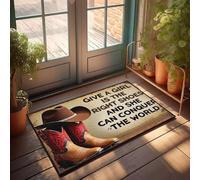 XYBH Home Sweet Paillasson d'appartement Donnez à une fille les bonnes chaussures, elle peut conquérir le monde, tapis cool pour garçons pour la cuisine (50 x 80 cm)