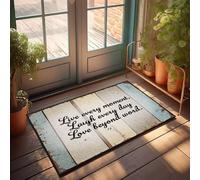 XYBH Knock Before Entering Door Sign Live, Laugh, Love. Embrace Each Day. Paillasson d'hiver pour décoration de camping-car (40 x 60 cm)