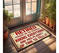 XYBH Knock Before Entering Door Sign Retired Person On Premises Knows Everything Paillasson d'hiver Décoration de camping-car 65 x 90 cm