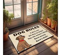 XYBH Paillasson amusant avec règles de chien en plein air : Respectez tout, Act Polite. Paillasson bar pour homme, grotte, cadeaux pour décoration de la maison (40 x 60 cm)