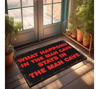 XYBH Paillasson amusant en plein air avec inscription « What Happens In The Man Cave Stays In The Man Cave Stays In The Man Cave » (40 x 60 cm)