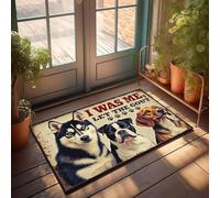XYBH Paillasson amusant pour entrée extérieure avec trois chiens avec le texte « I Was Me, Let The Gout ». Paillasson d'extérieur Accessoires de bar Décoration extérieure Tapis de printemps (50 x 80