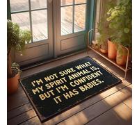 XYBH Paillasson amusant pour entrée extérieure « I'm Not Sure What My Spirit Animal Is ». Paillasson d'extérieur Accessoires de bar Décoration extérieure Tapis de printemps (65 x 90 cm)