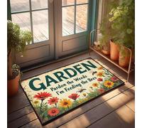 XYBH Paillasson amusant pour porte d'entrée de jardin : mauvaises herbes pardon, abeilles nourricières. Paillasson d'intérieur décoration d'automne Tapis de bienvenue pour porte d'entrée (40 x 60 cm)