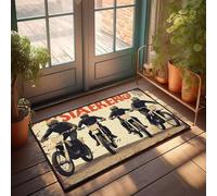 XYBH Paillasson amusant pour porte d'entrée - Poster de motocross vintage avec quatre cavaliers - Décoration d'automne - Tapis de bienvenue pour porte d'entrée (50 x 80 cm)