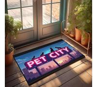 XYBH Paillasson de bienvenue Pet City : une oasis urbaine vibrante pour les amis à fourrure - Tapis d'automne pour décoration de chambre extérieure (65 x 90 cm)