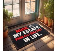 XYBH Paillasson de printemps pour entrée en plein air avec inscription Music Is My Escape From All I Bullshit In Life. Paillasson d'été pour l'extérieur et l'extérieur (50 x 80 cm)