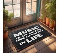 XYBH Paillasson de printemps pour entrée en plein air Music Is My Escape From All Bullshit In Life. Paillasson d'été, tapis d'extérieur cool pour votre chambre (40 x 60 cm)