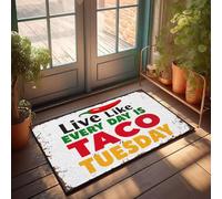 XYBH Paillasson de printemps pour entrée extérieure « Live Like Every Day Is Taco Tuesday ». Paillasson d'été pour l'extérieur - Des trucs cool pour votre chambre (50 x 80 cm)